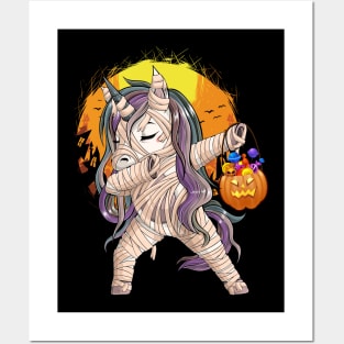 Dabbing Mummy Unicorn Halloween Posters and Art